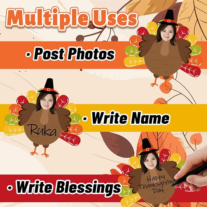 FYSUIMU 50 Sets Fall Thanksgiving Turkey DIY Cutouts Turkey and Hat Cut-Outs