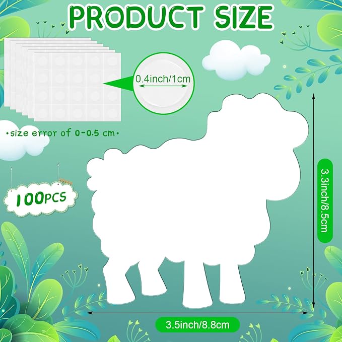 Geyee 100 Pcs Sheep Cutouts for Bulletin Board Classroom Wall Decor, Lamb Paper