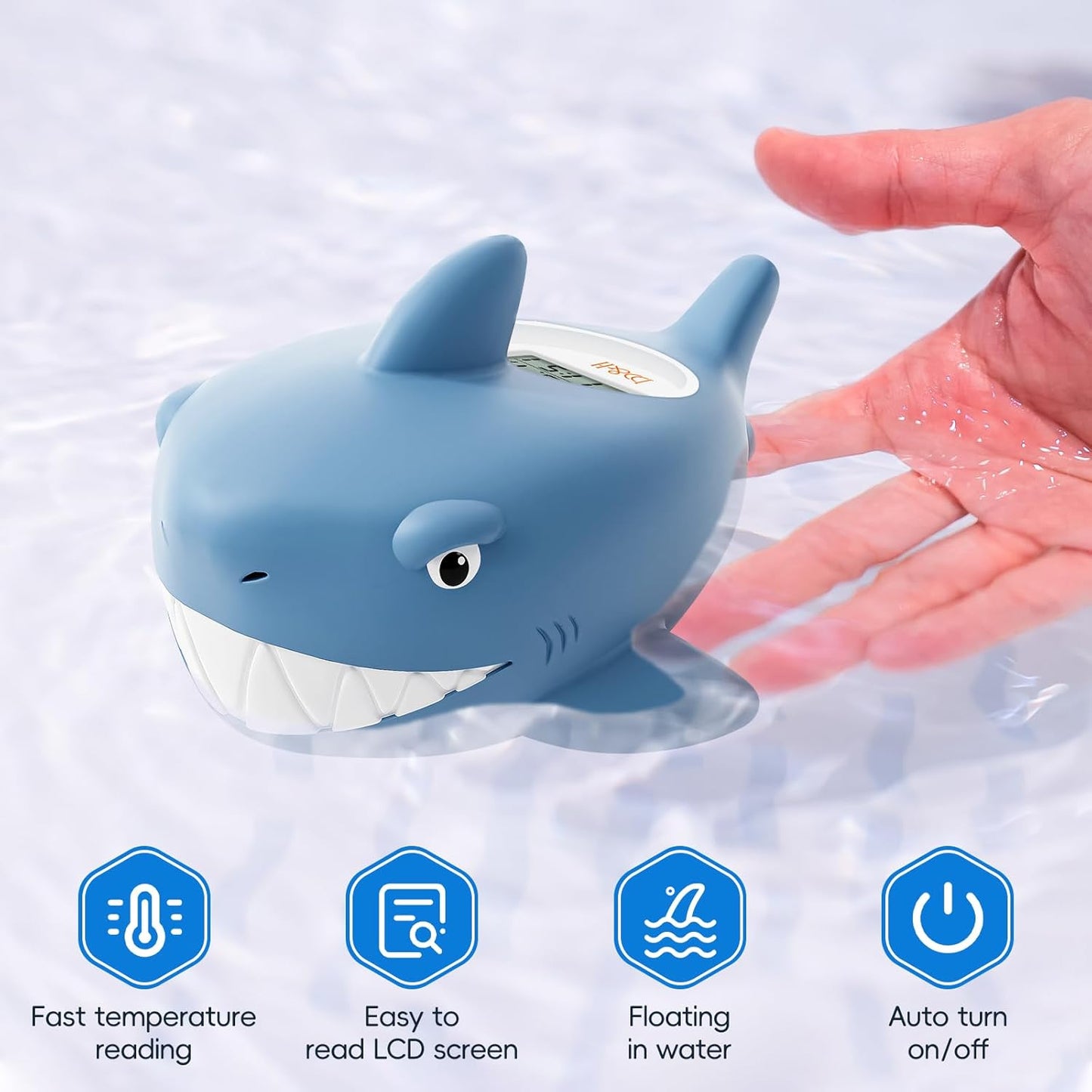 b&h Baby Bath Thermometer - Shark Thermometer for Water Temperature Monitoring, Digital Water & Room Temperature Reader, Safty Toddler Bathtub Floating Toy