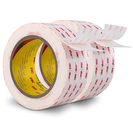 3M Double Sided Mounting Tape 2''x15.4Ft 2 Pack | 0.025in Thick White 4930