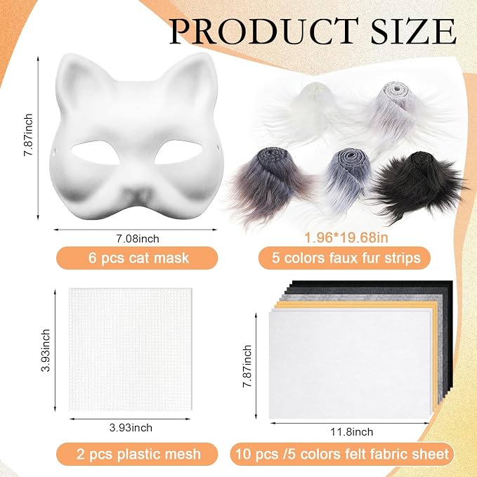 Seenelling DIY Therian Mask Kit Blank Cat Mask