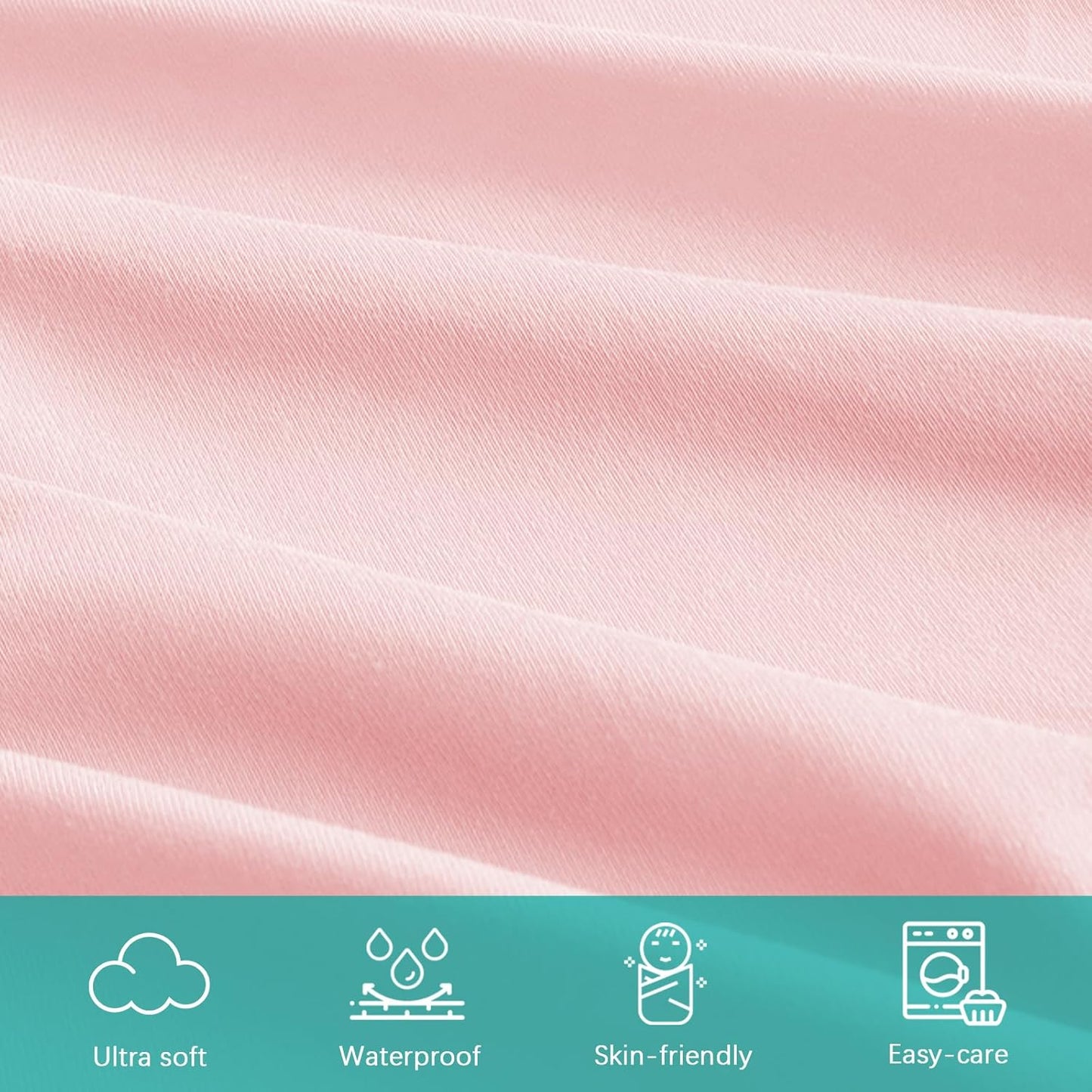 Changing Pad Cover Waterproof, 2 Pack Diaper Change Table Sheets for Baby Boys Girls, Fitted Cradle Sheets for 32"x16" Contoured Pad, Breathable & Ultra Soft, Pink
