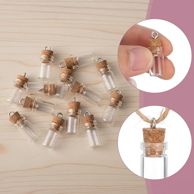 20 Pcs Mini Glass Bottles with Cork 1ml Capacity Clear Tiny Glass Bottles