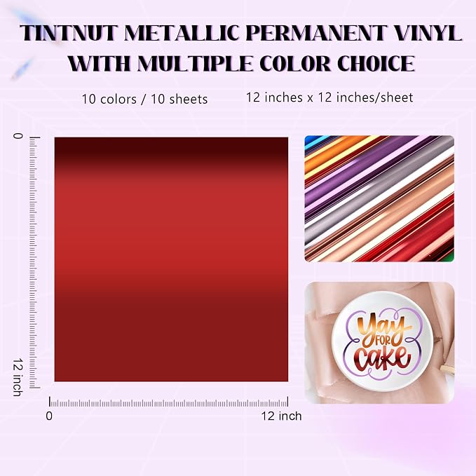 Tintnut Holographic Permanent Vinyl Metallic Adhesive Vinyl 10 Pcs 12x12in |