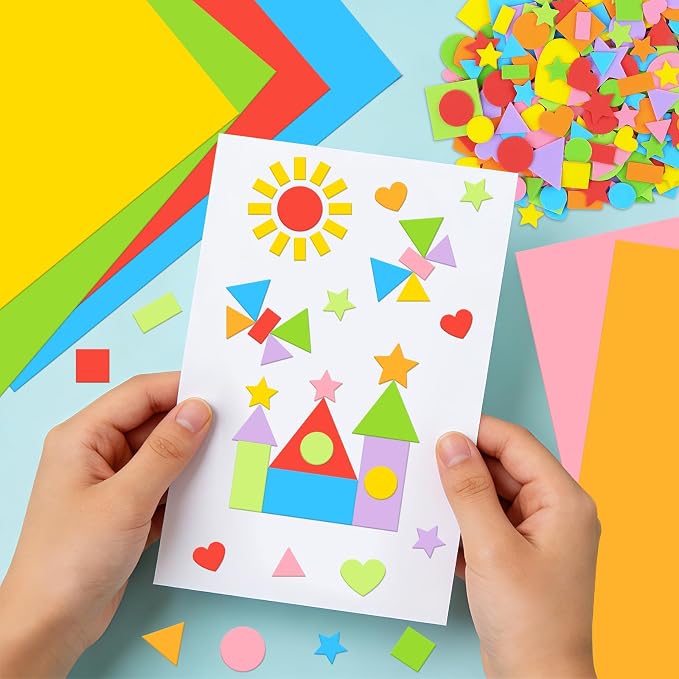 3240Pcs Foam Stickers Foam Shape Stickers Colorful Self Adhesive, 8 Colors