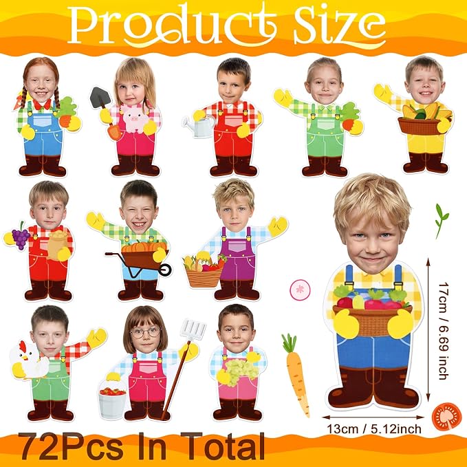 Gersoniel 72 Pcs Kid Farm Classroom Decor Farm Animal Bulletin Board Cutout |
