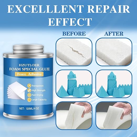 4OZ Foam Glue with Brush, High Strength Clear Foam Adhesive