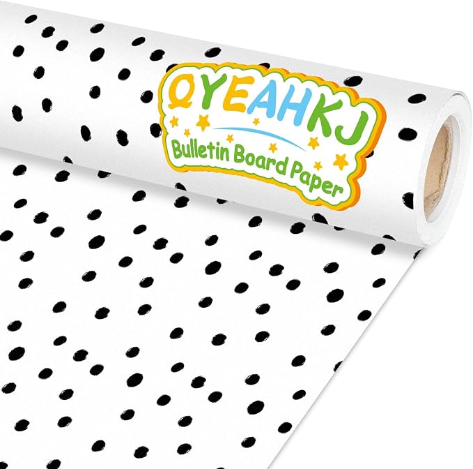 Qyeahkj Black Dot Bulletin Board Paper Roll Black Polka Dot Bulletin Board
