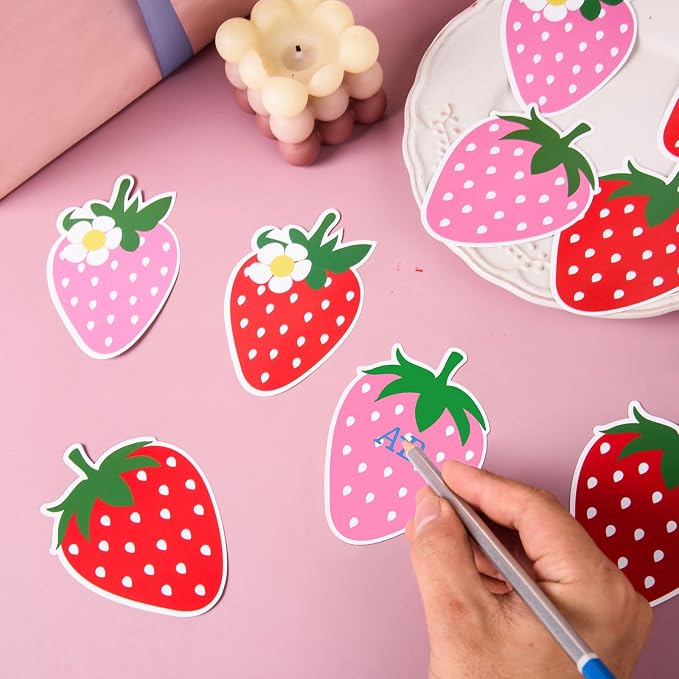 MixTeach 96 Pieces Strawberry Cutouts Summer Berry Paper Cutouts Strawberry