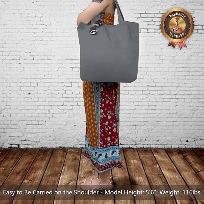 TOPDesign 3-Pack Super Strong Large 12oz Cotton Canvas Tote Bags, Reusable