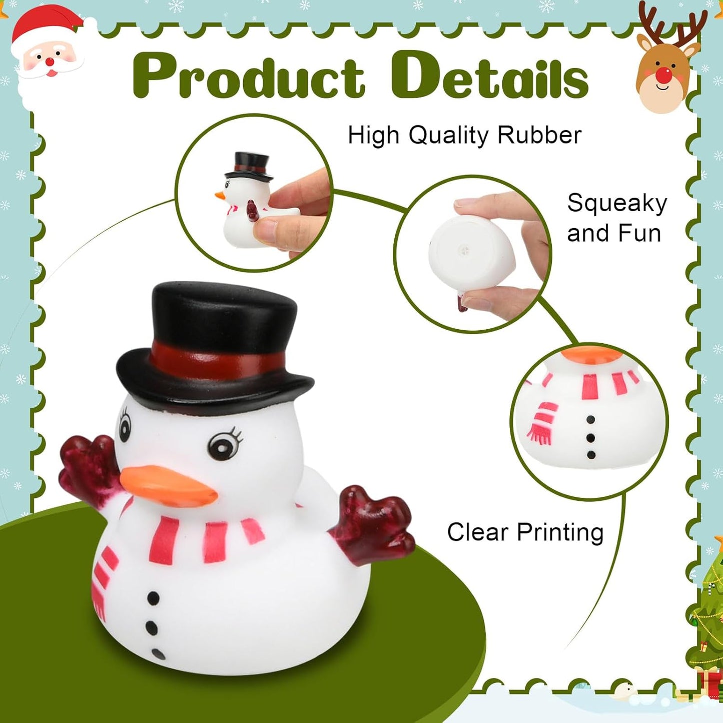 Yaomiao 48 Pcs Christmas Rubber Ducks Bulk Rubber Ducks Bath Toys Christmas Stocking Stuffers Snowman Decorations with Card Xmas Duck Gifts for Xmas Party Favors