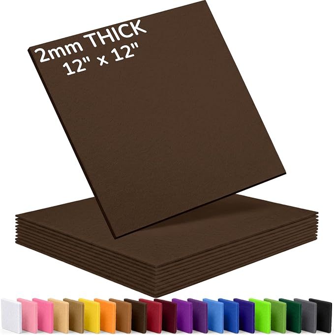 2mm Stiff Felt Sheets 12" X 12" | Thick Polyester Felt Material, DIY Craft