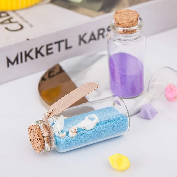 64PCS Cork Stoppers Glass Bottles, DIY Decoration Small Tiny Glass Jars Favors