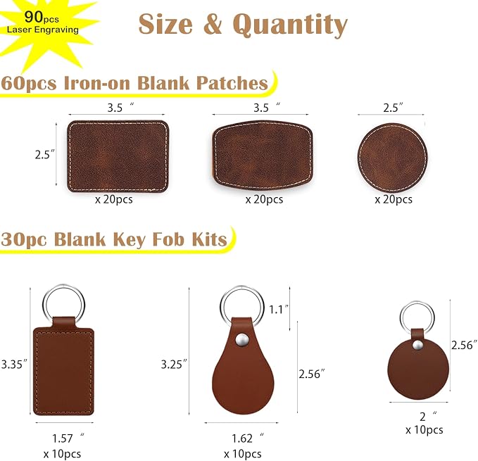 90 Pcs Lasable Engravable Blanks