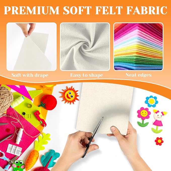 IONTACH 9" X 12" Felt Fabric Sheets 1.6mm Thick | Soft Felt