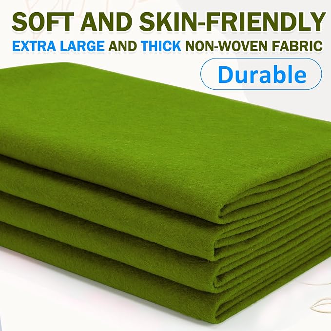 XSEINO Campsite Green Large Felt Fabric 36" X 36 ", 1.4 mm Thick Soft Felt
