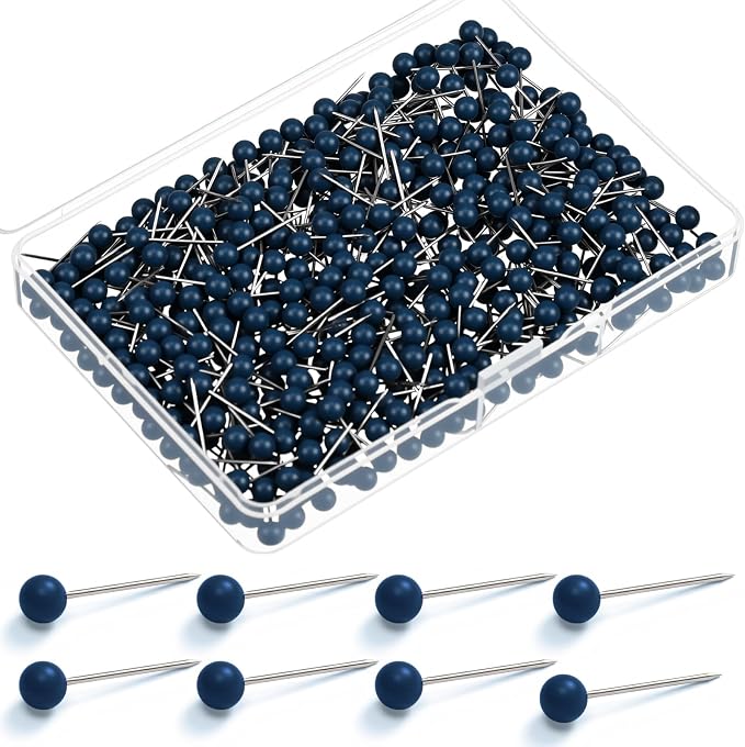 WILLBOND 500 Pack Map Push Pins Map Tacks Small Round Head Push Pins Thumb Tacks