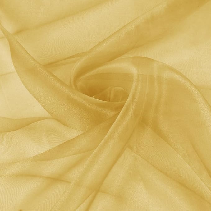 VACVELT Gold Sheer Organza Fabric by The Yard 60" Wide | Semi-Transparent