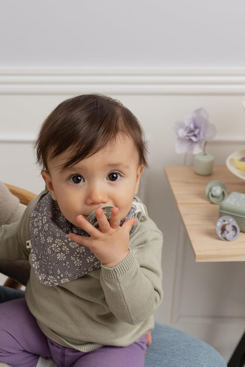 BIBS Colour Liberty Soother 2-Pack, BPA Free Dummy Pacifier, Round Nipple. Natural Rubber Latex, Made in Denmark, Size 2 (6-18 Months), Eloise Sage