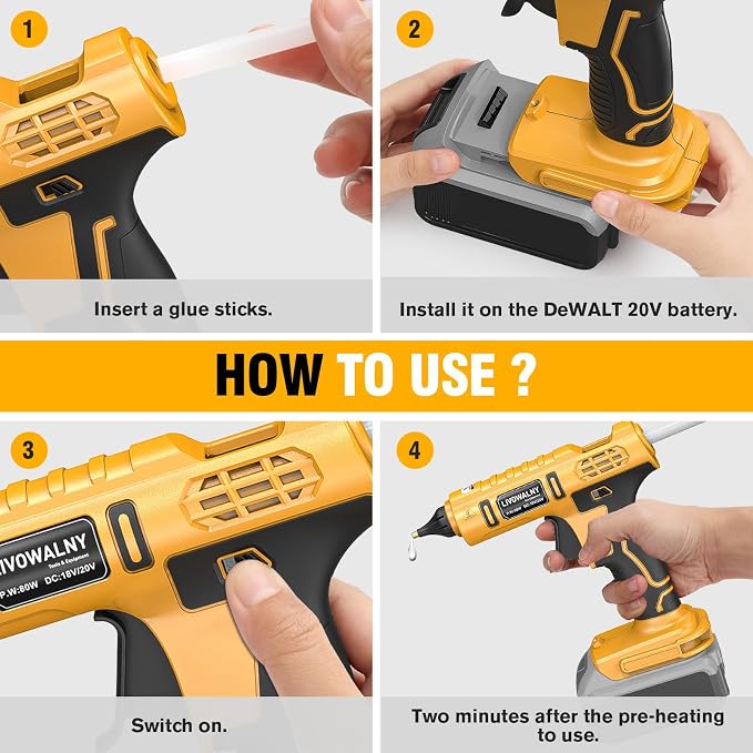 LIVOWALNY Cordless Hot Glue Gun Compatible