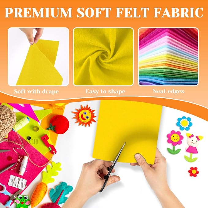IONTACH 9" X 12" Soft Felt Sheets 1.6mm Thick | Felt Fabric