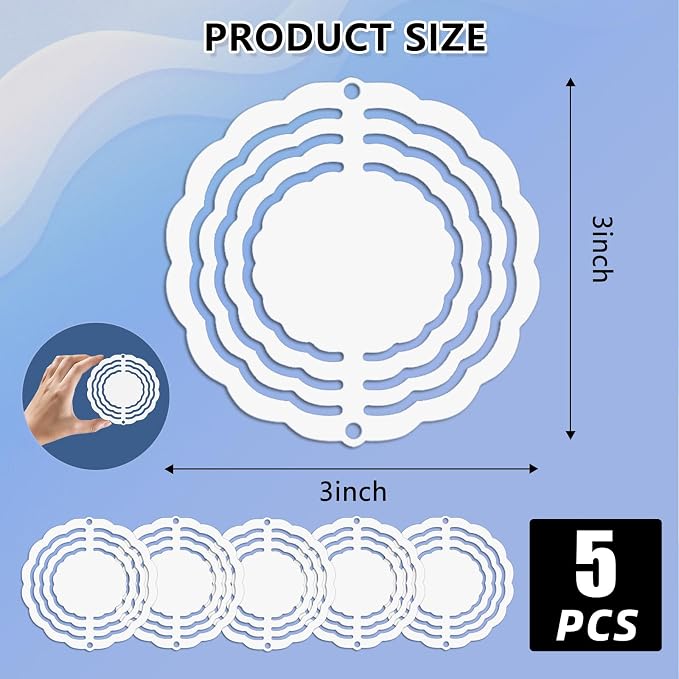 CHONOVO 5 Pack 3 Inch Sublimation Wind Spinner Blank | Double-Sided Sublimation