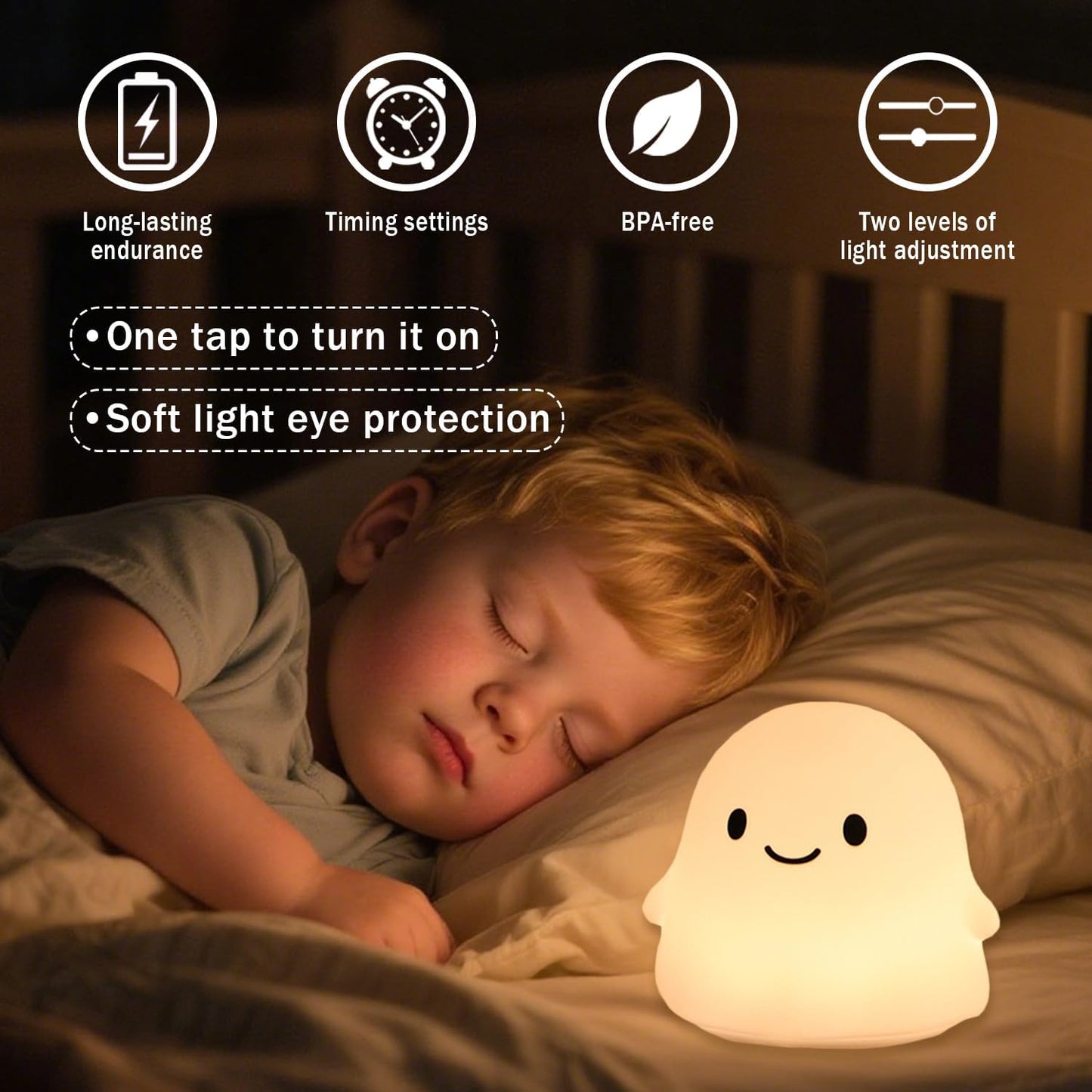 Halloween Ghost Night Light, Kids Halloween Gifts - Cloud Nightlight, Halloween Decorations, Squishy Silicone, Dimmable, Rechargeable, 30-Min Timer, Bedroom Nursery Bedside, Room Decor