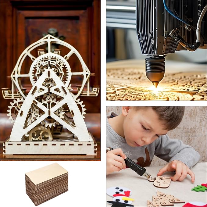 90 PCS Plywood Sheets for Crafts, Wood Boards for Crafts, Laser Cut Crafts