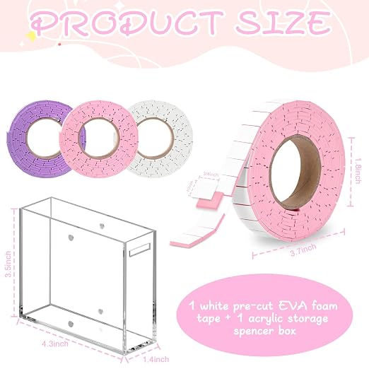 Double Sided Foam Tape Pre Cut 3/4 X 1/2 Inch EVA Foam Adhesive Squares Roll