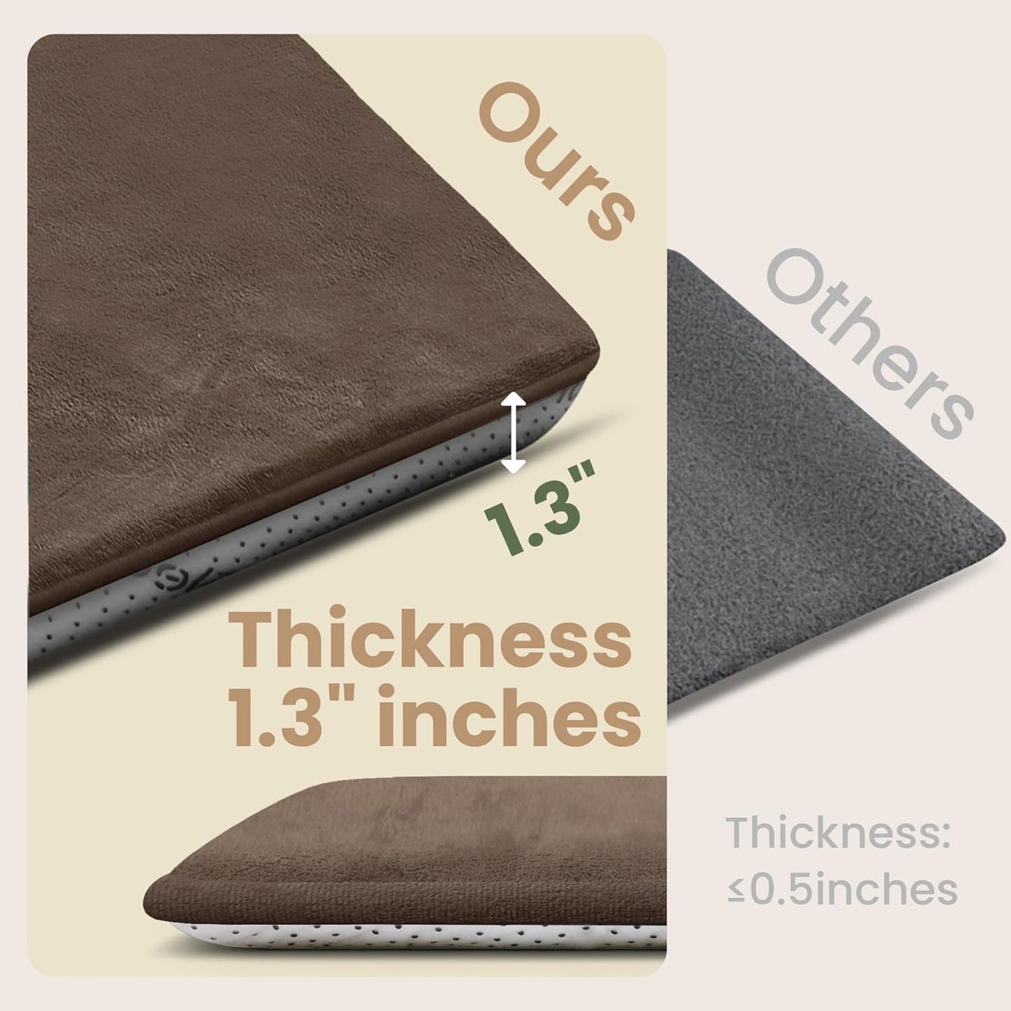 Baby Play Mat for Floor,1.3" Thick Elasti-Foam 50"×50" Playpen Mat for Tummy Time,Water Repellent Soft Coral Velvet for Toddler,Infant,Kids,Non-Slip Backing Safe for Crawling(Dark Brown)
