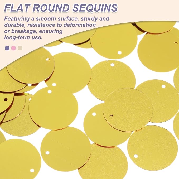 MECCANIXITY 700 Pcs Flat Round Sequins 15mm/0.6 Inch Loose Paillettes Craft