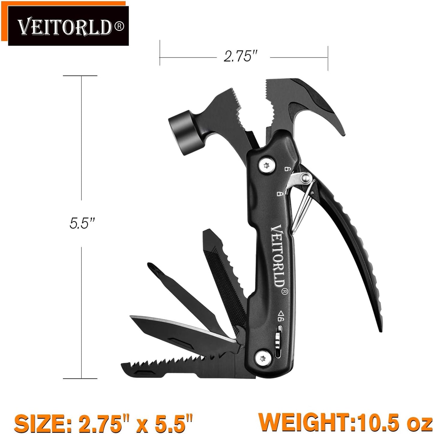 VEITORLD Gifts for Men Dad Husband Christmas, All in One Tools Mini Hammer Multitool, Unique Anniversary Birthday Camping Gifts Ideas for Man Him Boyfriend Grandpa, Cool Stocking Stuffers for Men