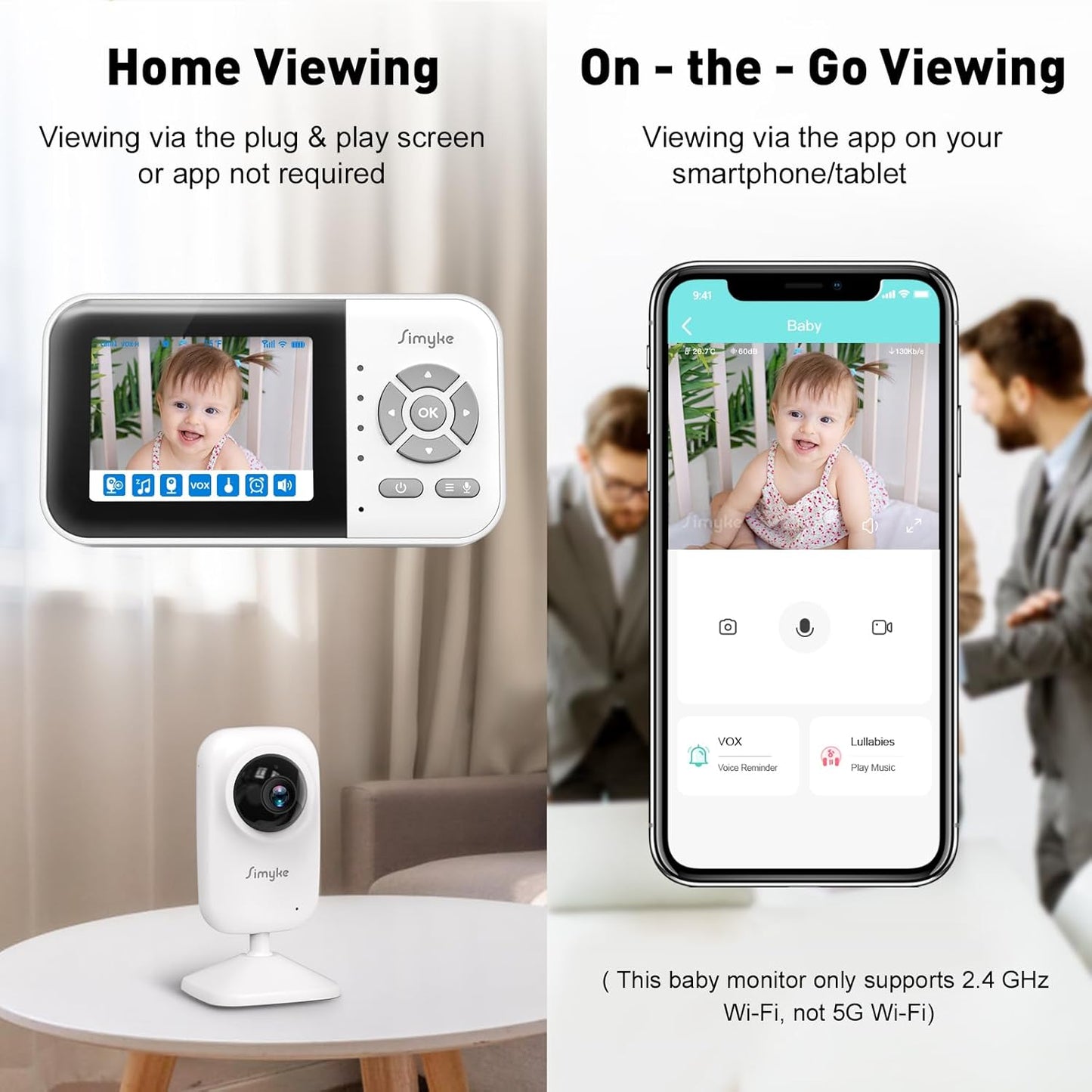 Upgrade Video Baby Monitor with 2 Cameras and Audio 2.8" Screen,Night Vision,APP,Wireless,2-Way Talk,1200ft Long Range,Feeding Timer,Temperature Sensor,VOX/ECO,5 Lullabies,Portable,Easy Setup