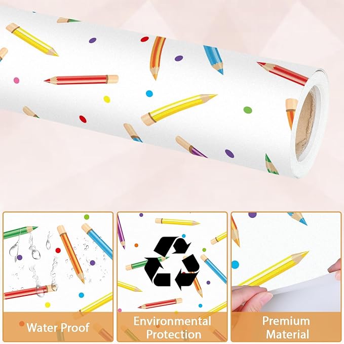 Qyeahkj Colorful Pencil Bulletin Board Paper Roll Pencil Bulletin Board