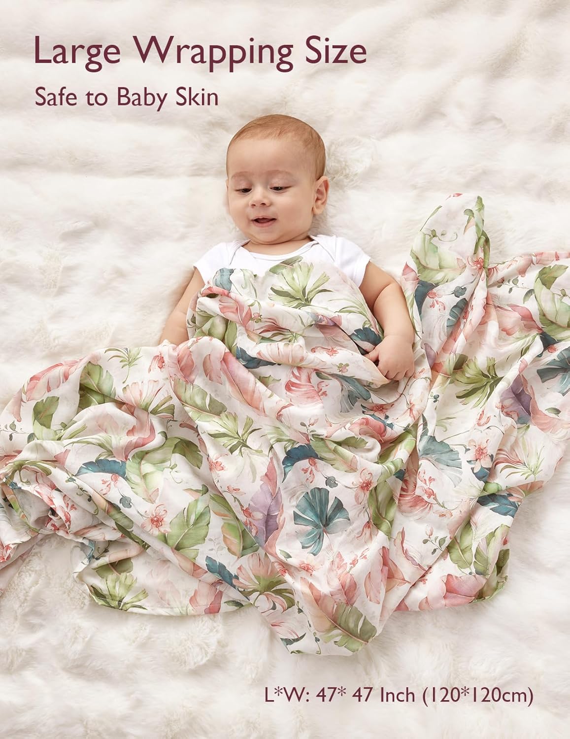 Momcozy Muslin Swaddle Blankets, Ultra Soft Neutral Registry Essentials, Plant Kingdom, Breathable Large 47'' x 47'' Newborn Boys Girls Receiving Blanket