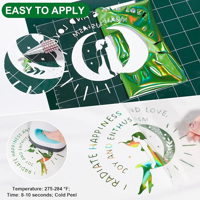 VINYL FROG Green Holographic Heat Transfer Vinyl 12" x5ft Green Metallic HTV