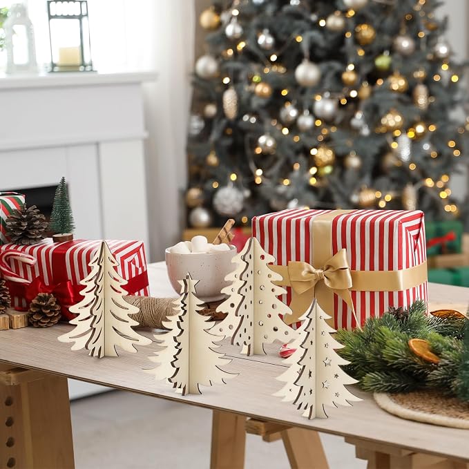 COCHIE DIY 3D Christmas Tree Wood Crafts to Paint, Paintable Unfinished Wooden
