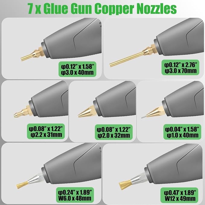 MONVICT Hot Melt Glue Gun with 7 Copper Nozzles, Heavy Duty | 3 Silicone Finger