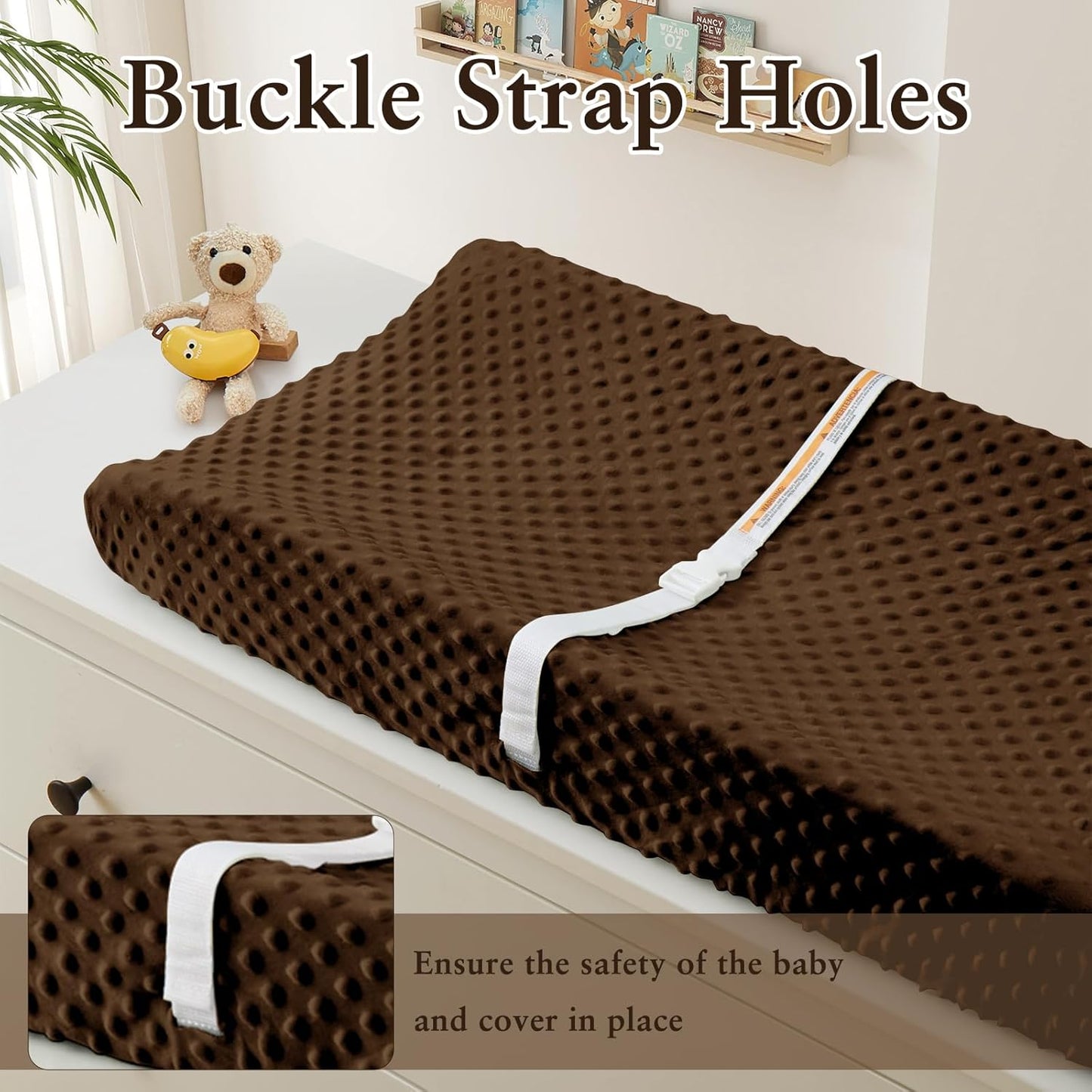 Homiest 2 Pack Changing Pad Cover, White + Chocolate Brown Changing Table Sheets, Ultra Soft Fleece Minky Dot Fabric, Breathable Comfortable Diaper Pad Cover for Girls and Boys, Machine Washable