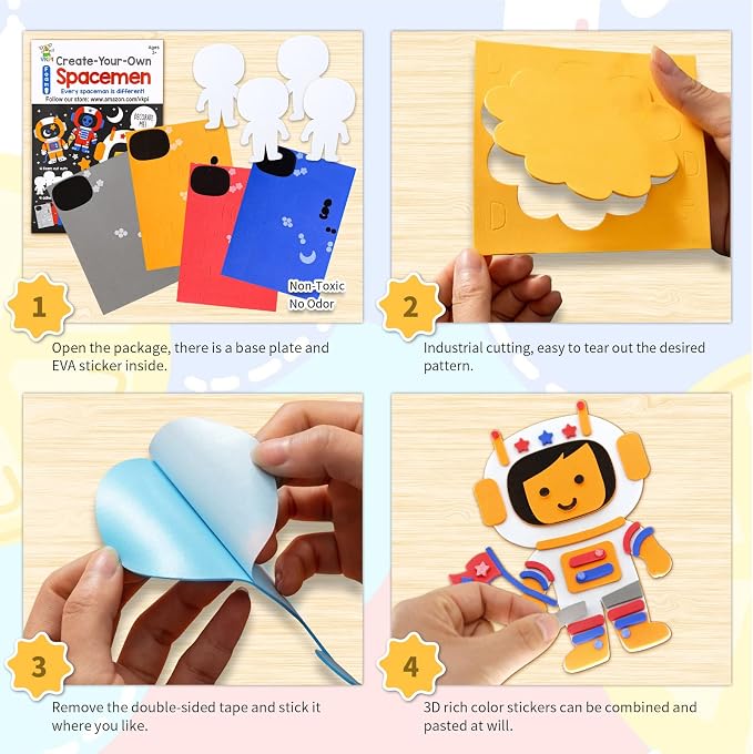 VKPI 4 Pieces EVA Foam Art Crafts Gift Kit, Creative Make Your Own Spacemen