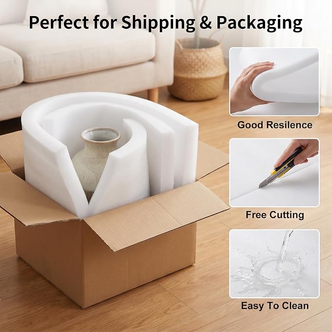 2 PCS 59" x 79" High Density Foam Sheets 35D Durable Cushion Craft Foam