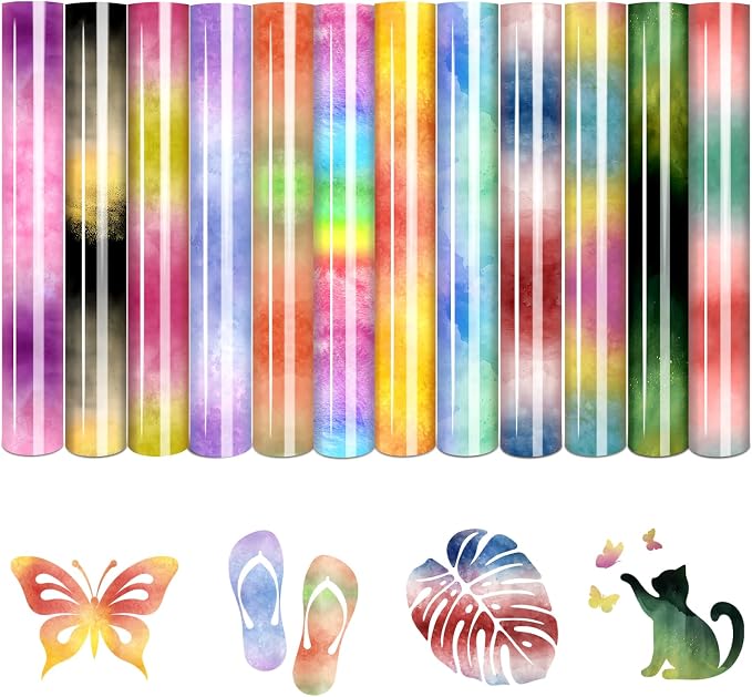 Tintnut Watercolor Gradient Heat Transfer Vinyl, stretch washable, suitable