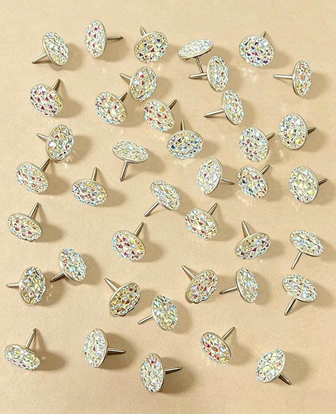 40 Diamond Pins Set, Decorative Push Thumbtacks