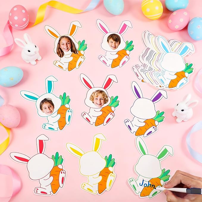 60pcs Easter Bunny Theme Cutouts Easter Bulletin Board Decorations Spring