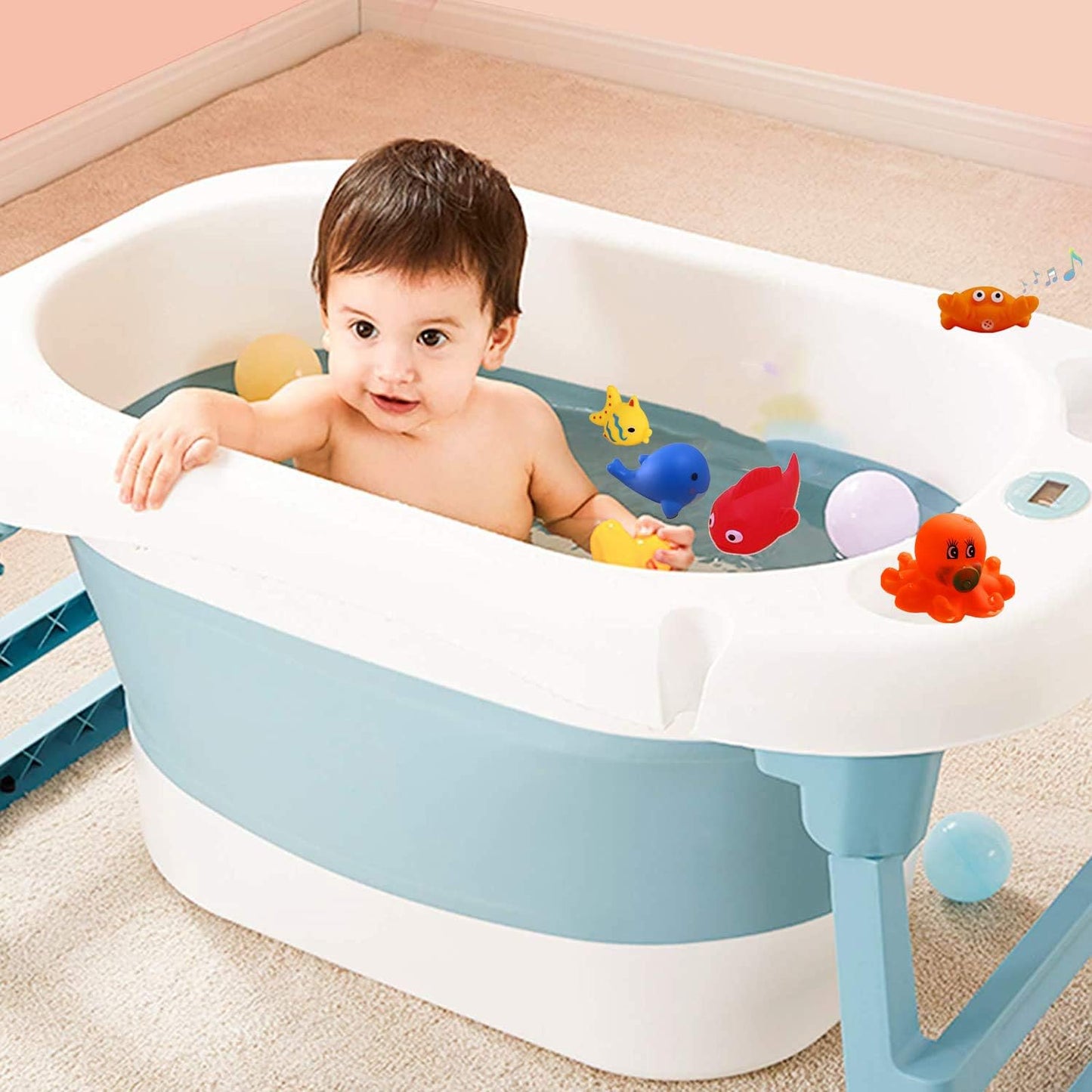 Preschool Bath Toys Rubber Floating Baby Wash Shower Toy for Toddlers Kids Party Decoration15 Pcs (Sea Animal)