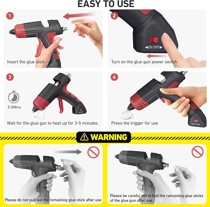 20W Cordless Hot Glue Gun, Fast Preheating Hot Glue Gun and 30pcs Sticks Set