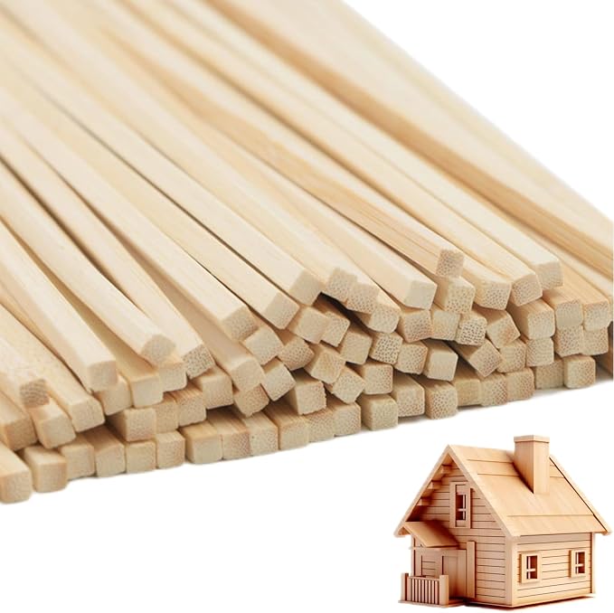 DaTpuik 1/4 x 12 Inch 25 PCS Square Dowel Rods Wood Sticks Wooden Dowel Rods