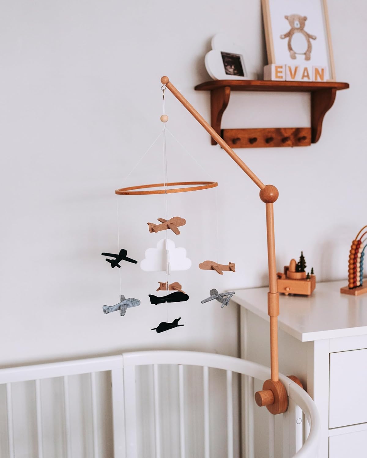 Sorrel + Fern Baby Crib Mobile (Airplanes in The Clouds, Short Version) - Nursery Decoration and Baby Shower for Boys & Girls