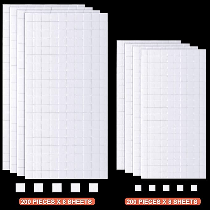 Zonon 16 Sheets Adhesive Foam Squares 3200 Pcs Double Sided Self Dots Precut