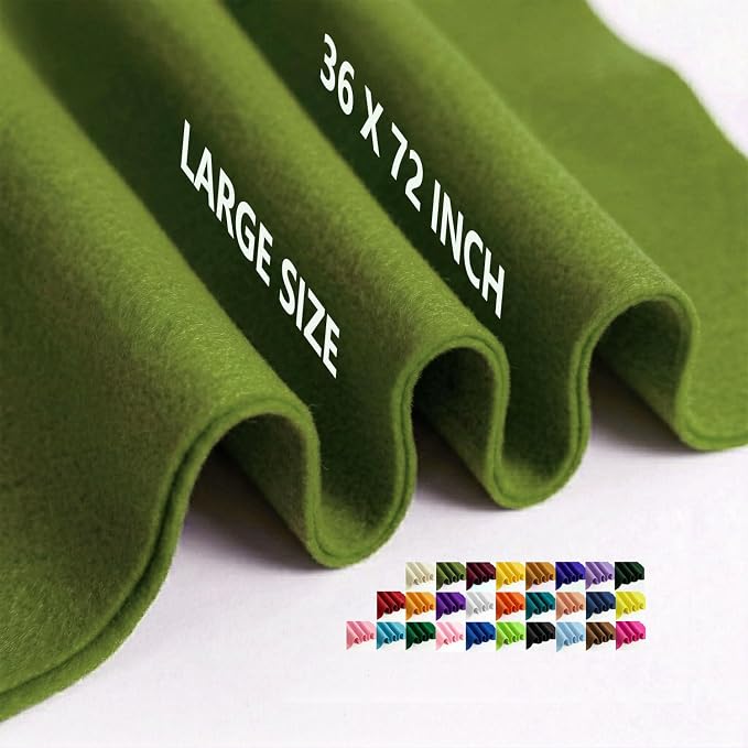 Moss Green Felt Fabric 36" x 72" 1.6mm Thick Large Craft Sheet | Soft, Flexible